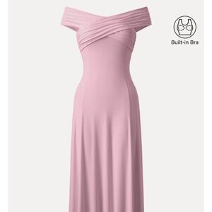 OGL move pink midi dress with built-in bra